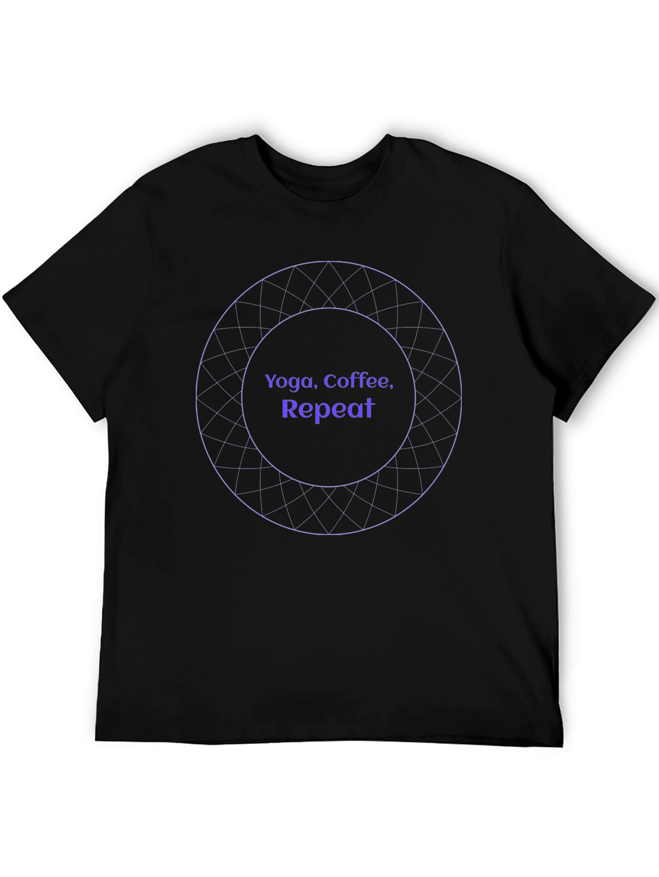 Yoga Coffee Repeat Graphic Tee - Black