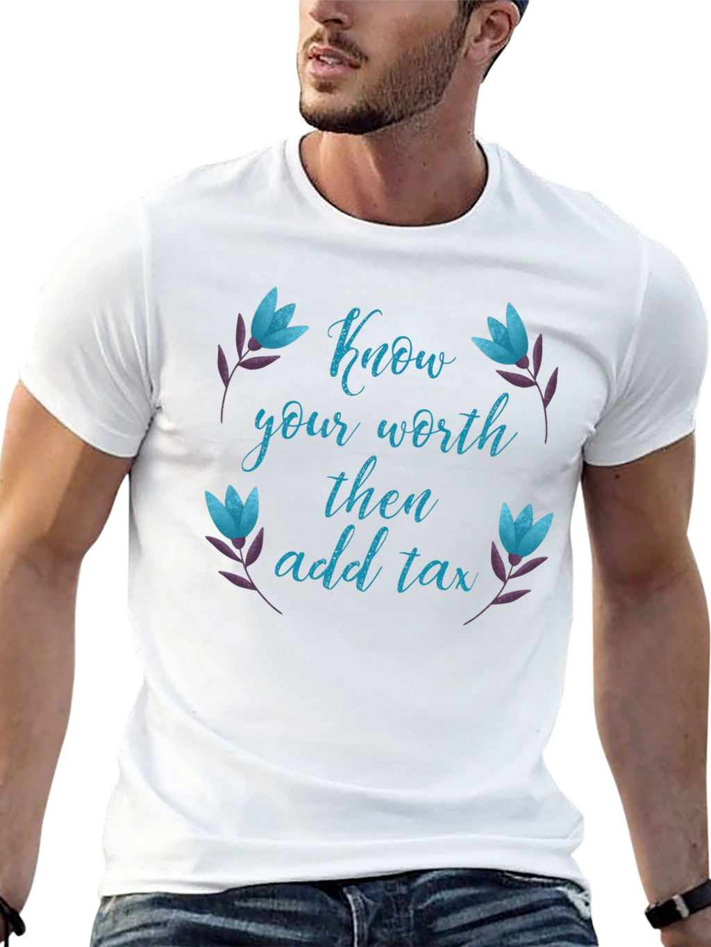 Know Your Worth Then Add Tax Black Tee