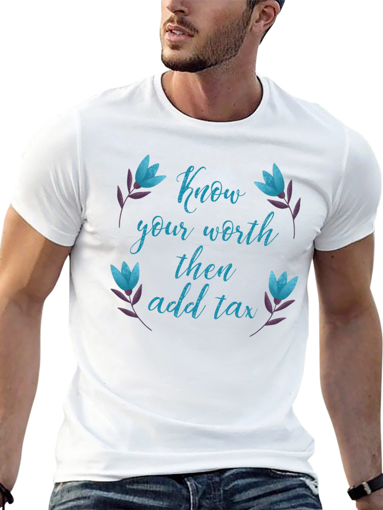 Know Your Worth Then Add Tax Black Tee