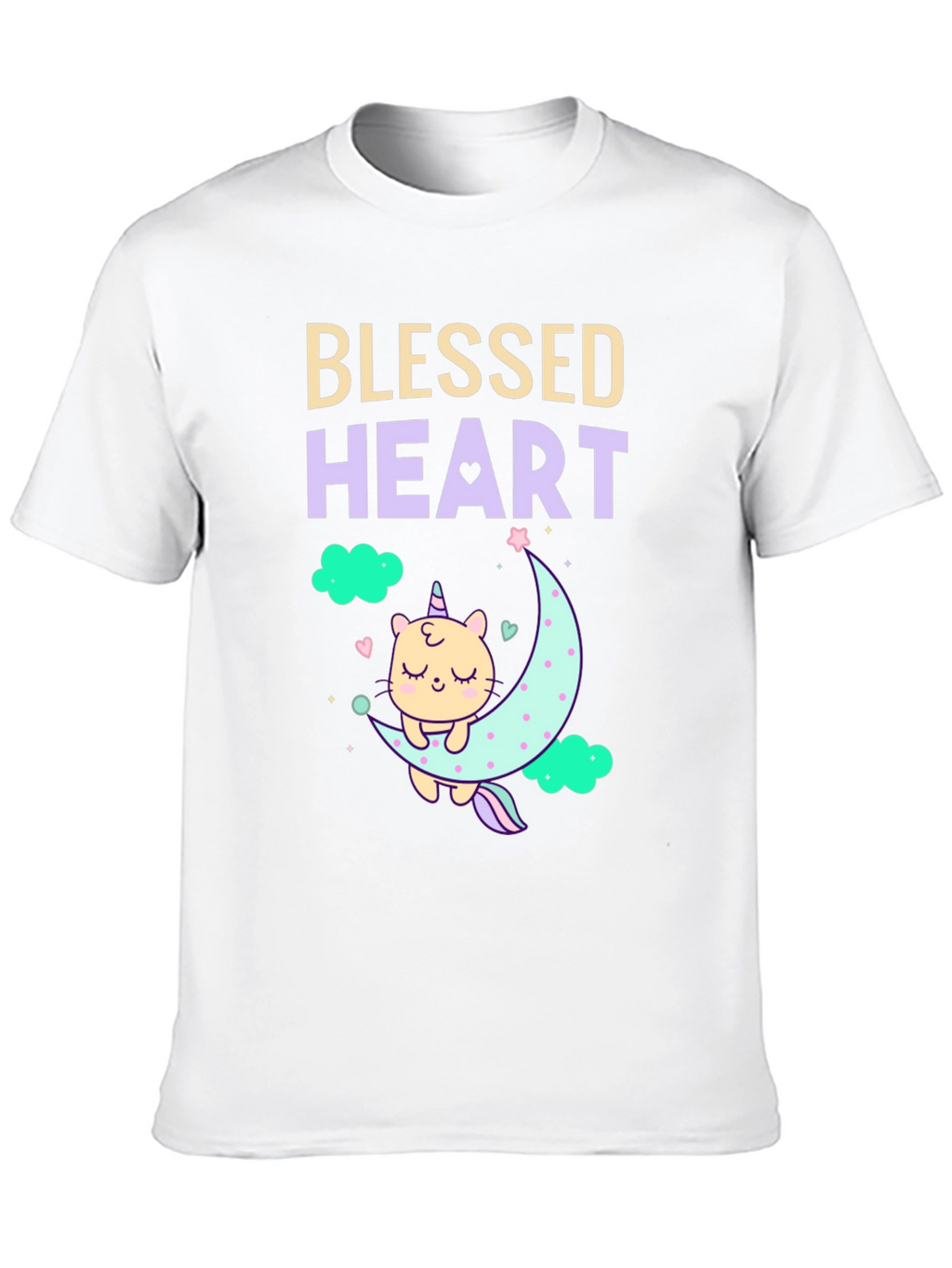 Blessed Heart Unicorn Cat Moon T-Shirt