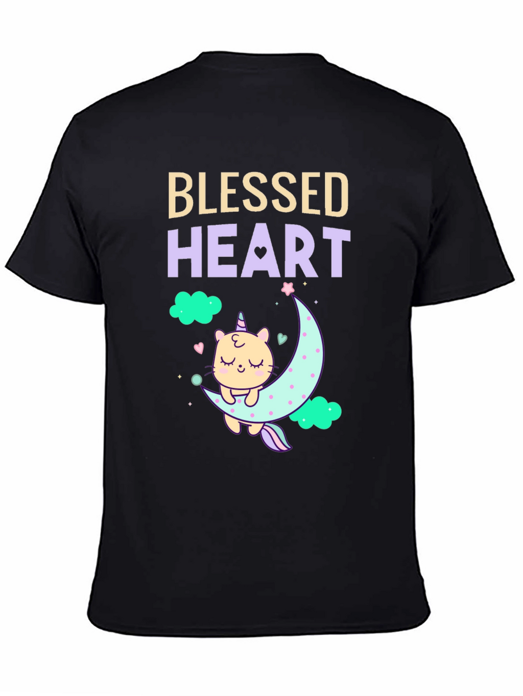 Blessed Heart Unicorn Cat Moon T-Shirt