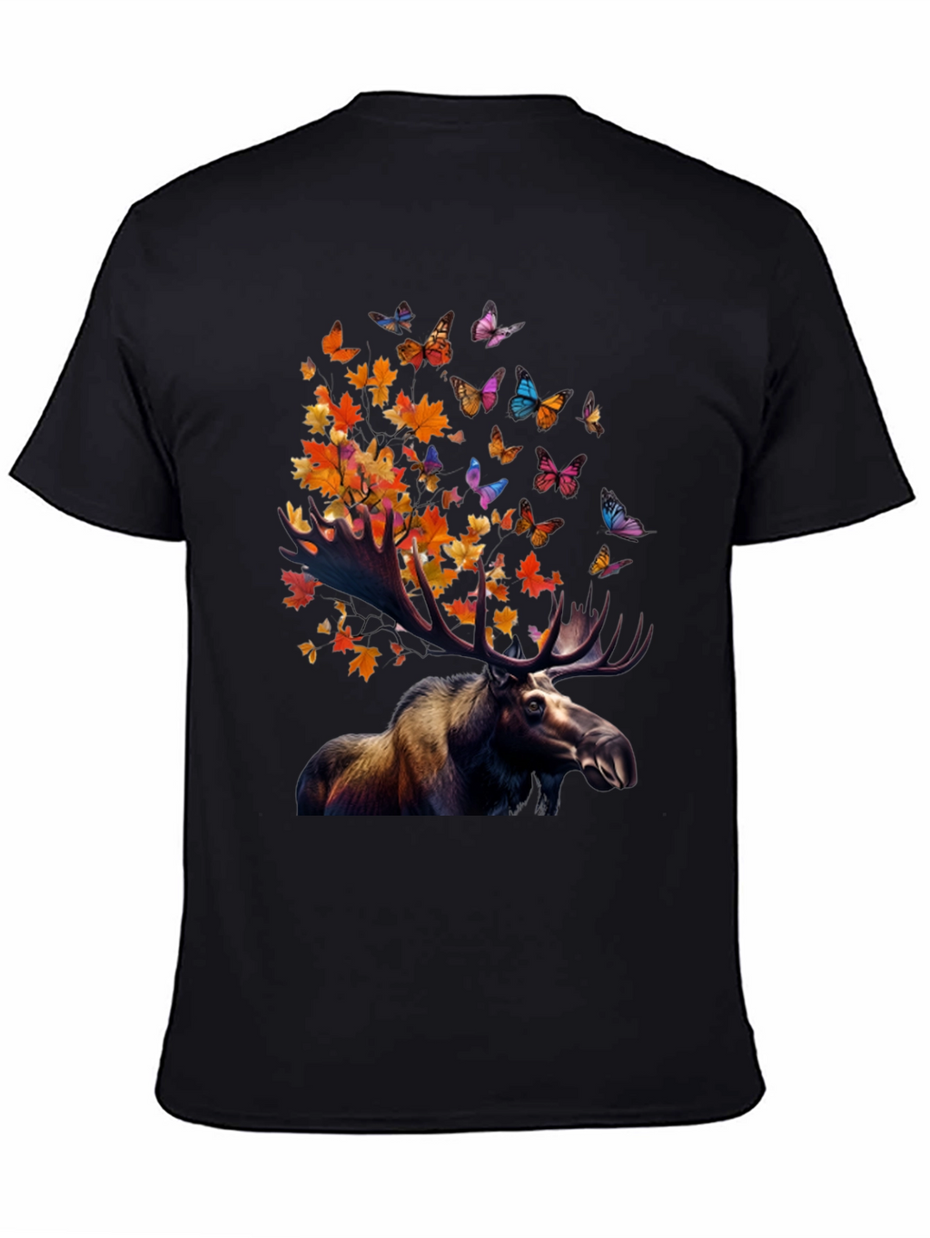 Moose and Butterfly Graphic T-Shirt - Nature Inspired Tee