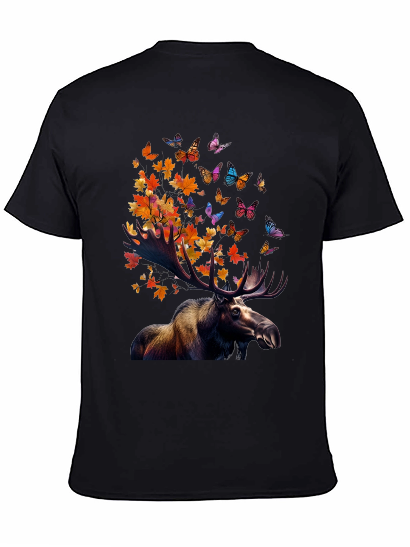 Moose and Butterfly Graphic T-Shirt - Nature Inspired Tee
