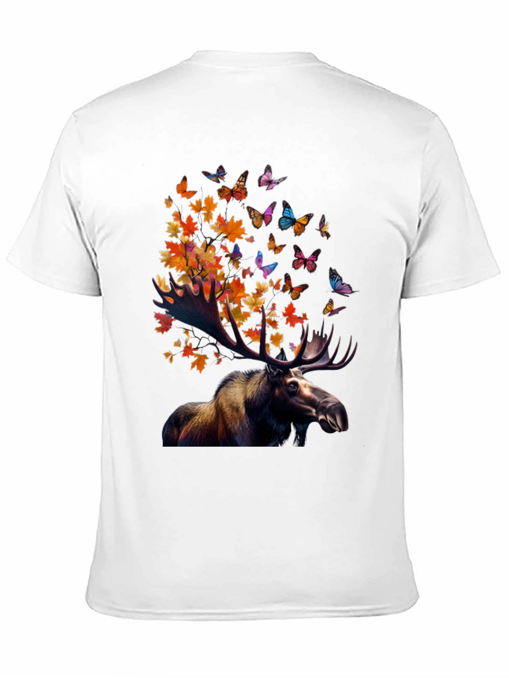 Moose and Butterfly Graphic T-Shirt - Nature Inspired Tee