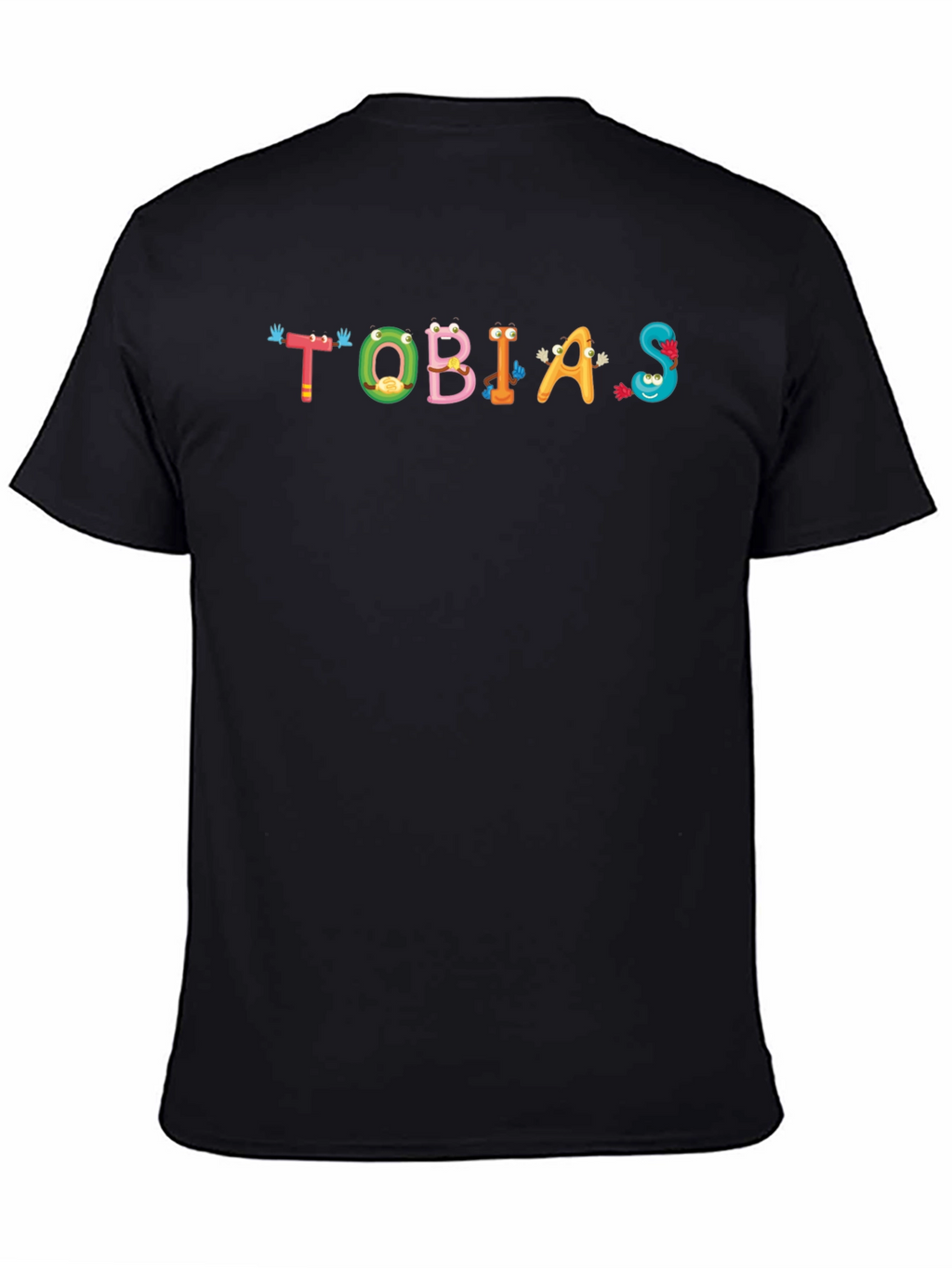 Tobias Cartoon Name Black Cotton Tee