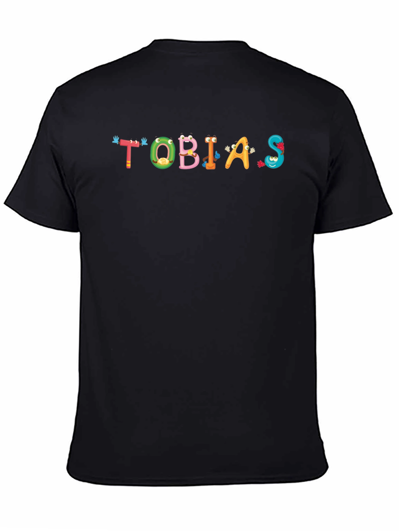 Tobias Cartoon Name Black Cotton Tee