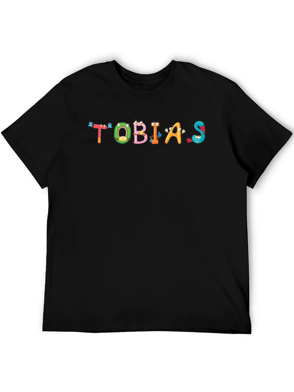Tobias Cartoon Name Black Cotton Tee