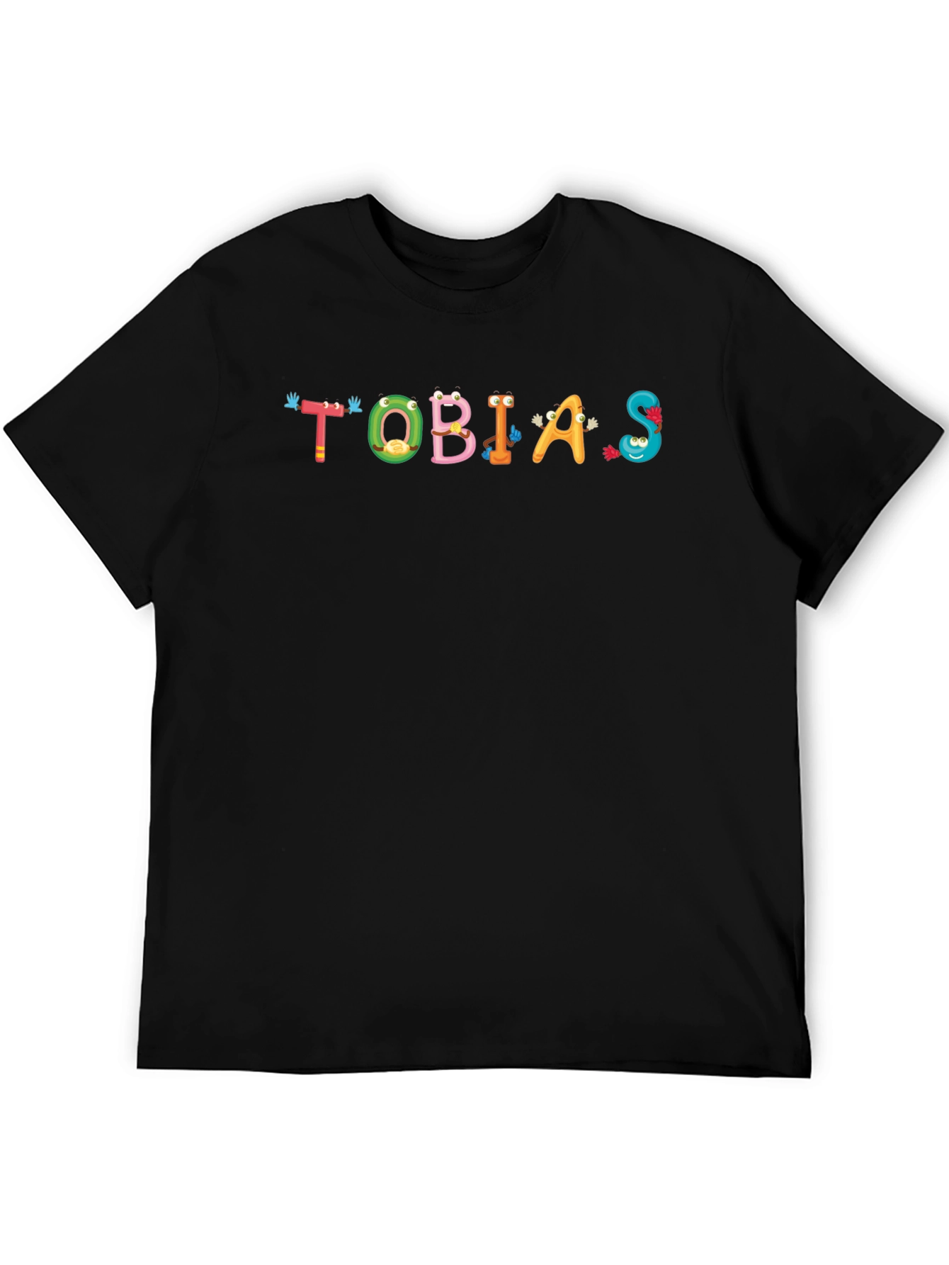 Tobias Cartoon Name Black Cotton Tee