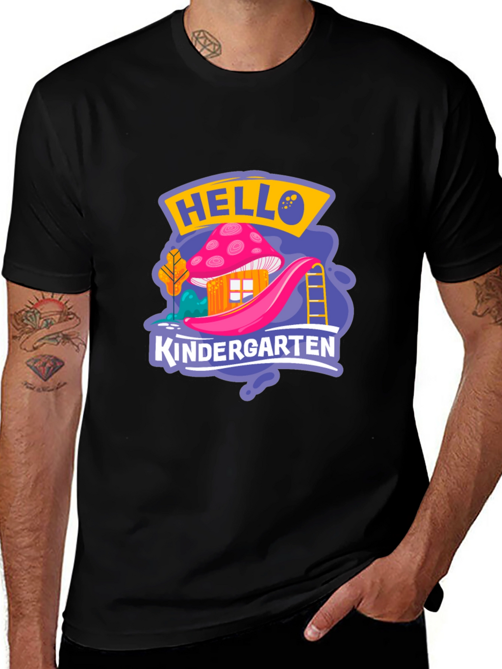 Hello Kindergarten Black T-Shirt