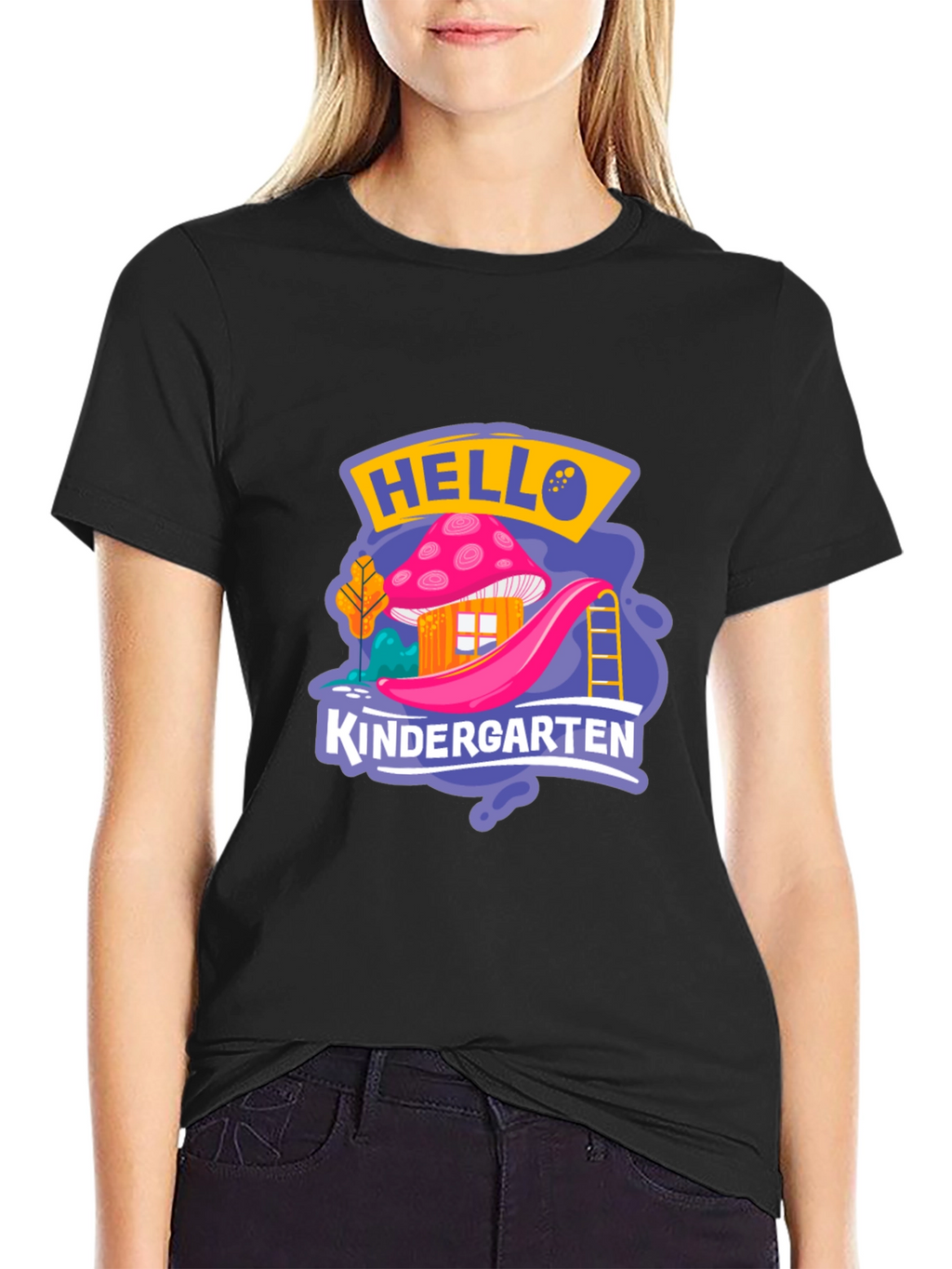 Hello Kindergarten Black T-Shirt