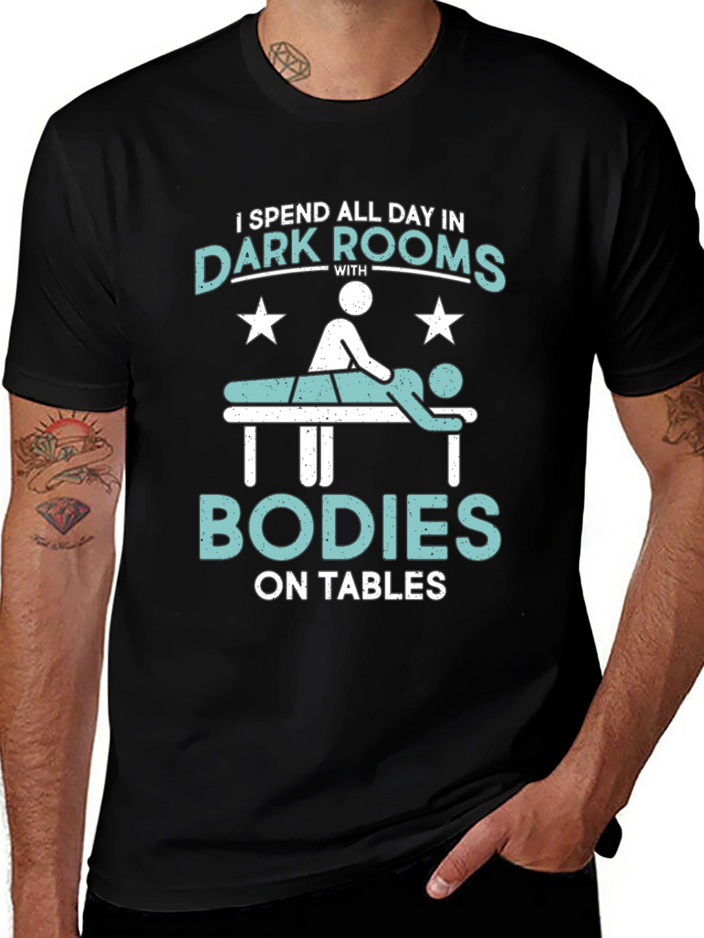 Massage Therapist T-Shirt - Dark Rooms & Bodies