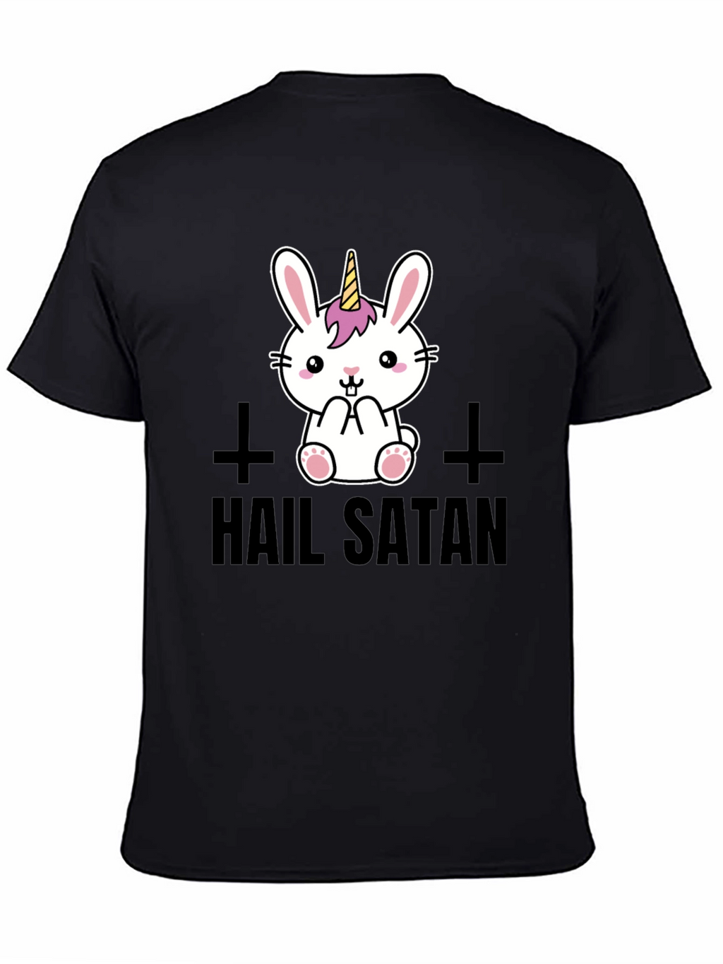 Hail Satan Unicorn Bunny Graphic T-Shirt