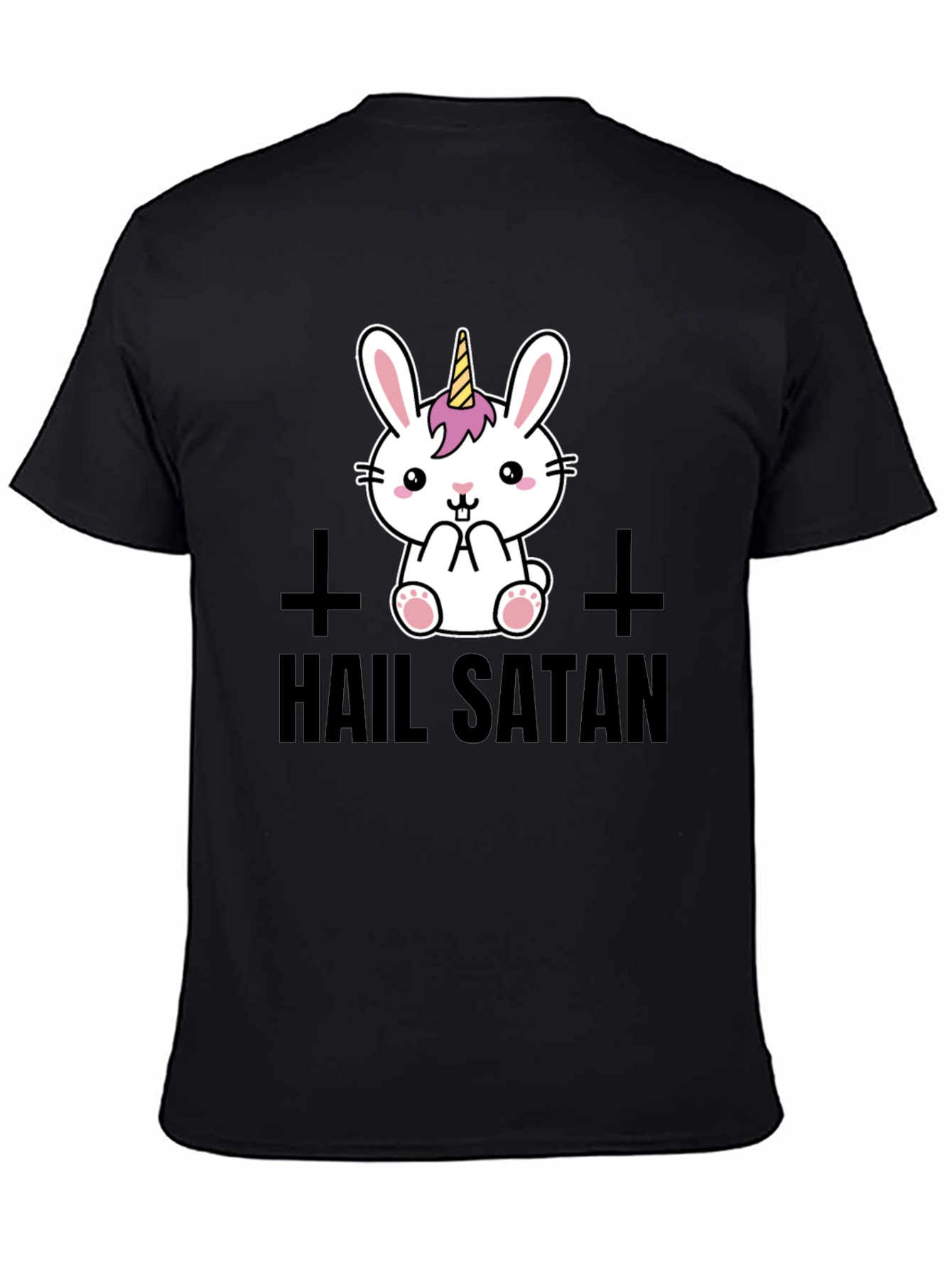 Hail Satan Unicorn Bunny Graphic T-Shirt