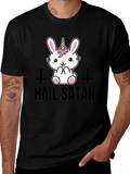 Hail Satan Unicorn Bunny Graphic T-Shirt