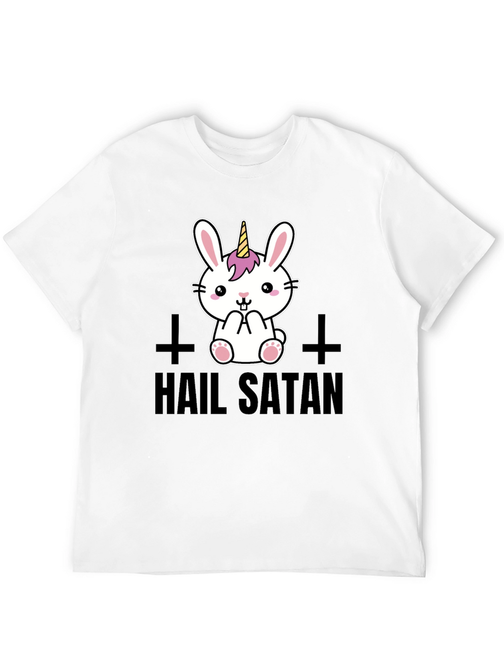 Hail Satan Unicorn Bunny Graphic T-Shirt