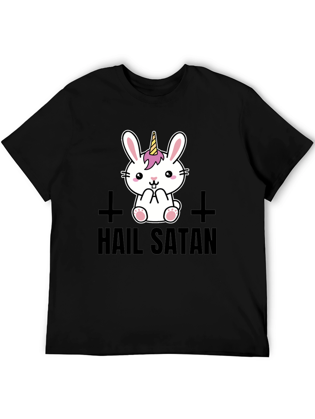 Hail Satan Unicorn Bunny Graphic T-Shirt
