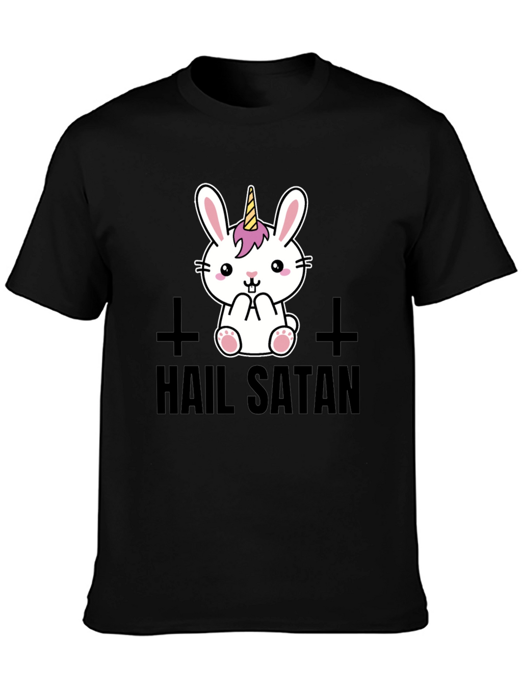 Hail Satan Unicorn Bunny Graphic T-Shirt