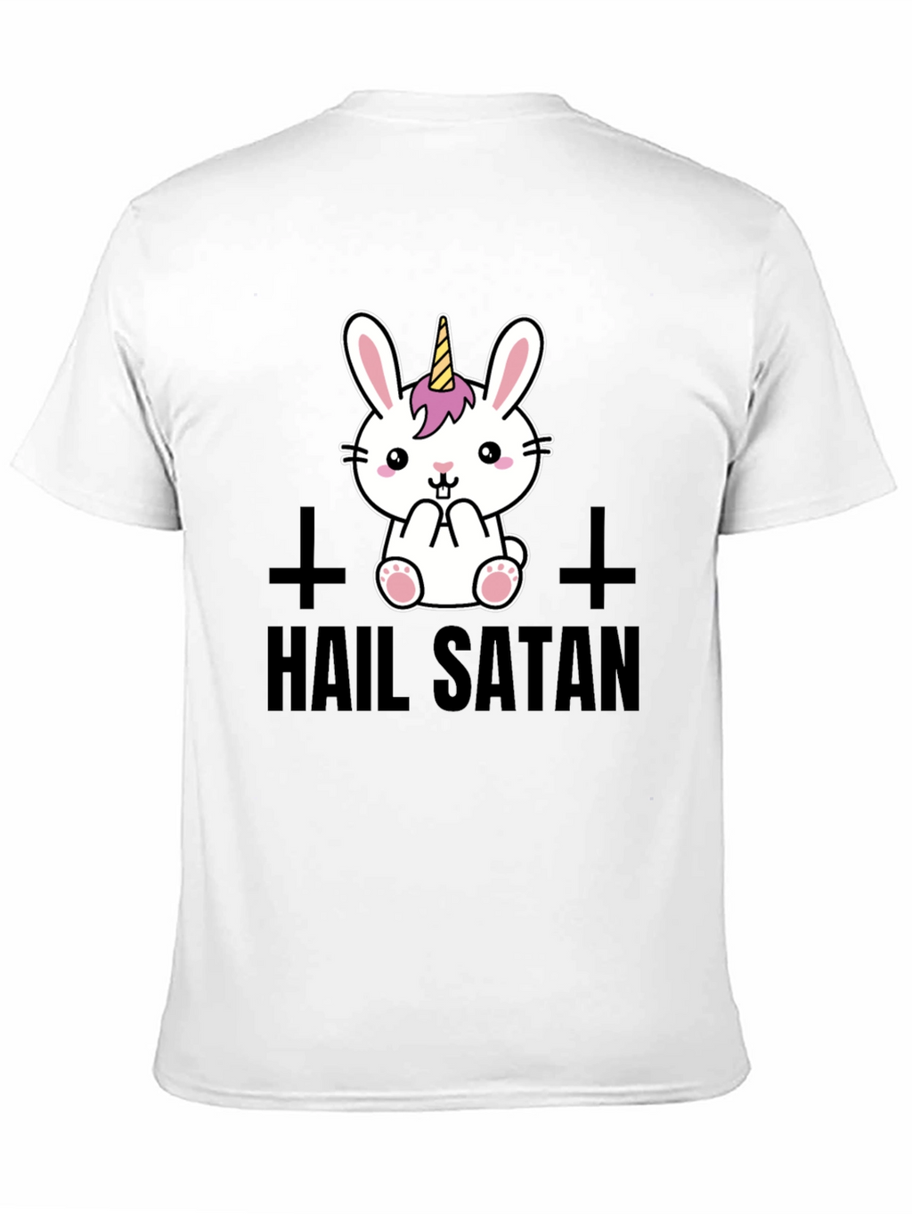 Hail Satan Unicorn Bunny Graphic T-Shirt