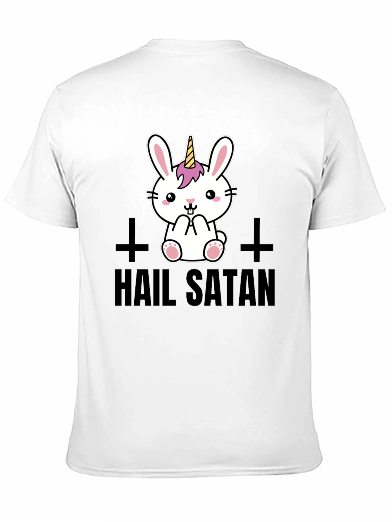 Hail Satan Unicorn Bunny Graphic T-Shirt