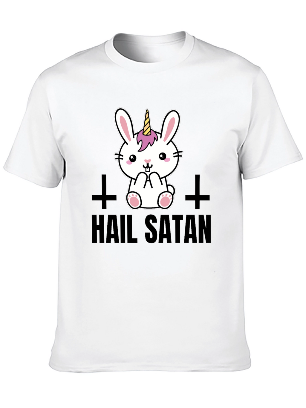 Hail Satan Unicorn Bunny Graphic T-Shirt