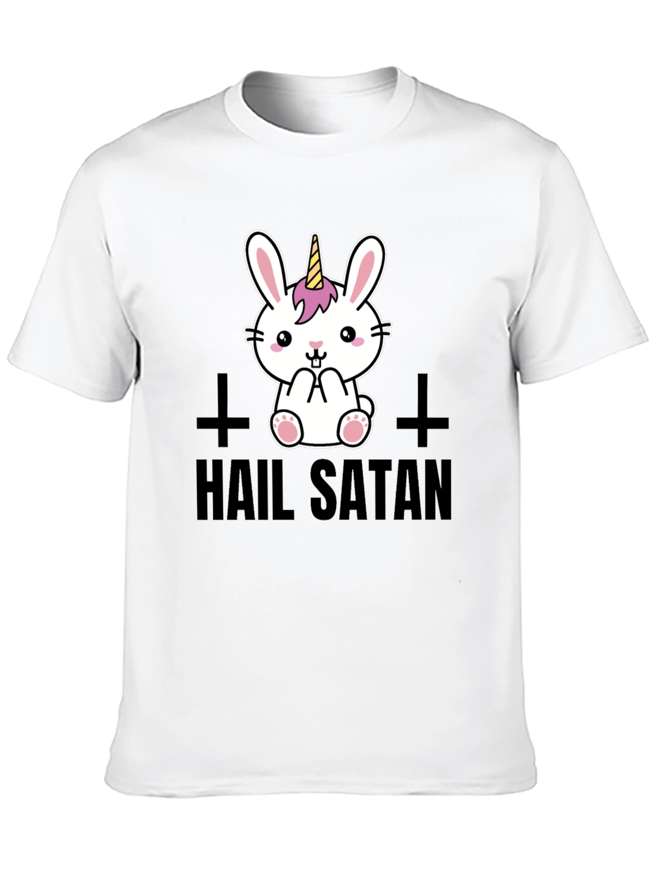 Hail Satan Unicorn Bunny Graphic T-Shirt