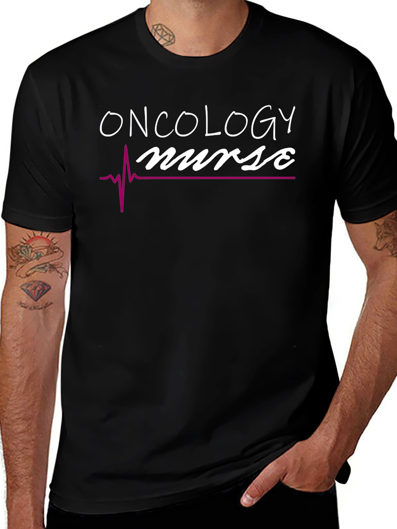 Oncology Nurse T-Shirt - Heartbeat Design