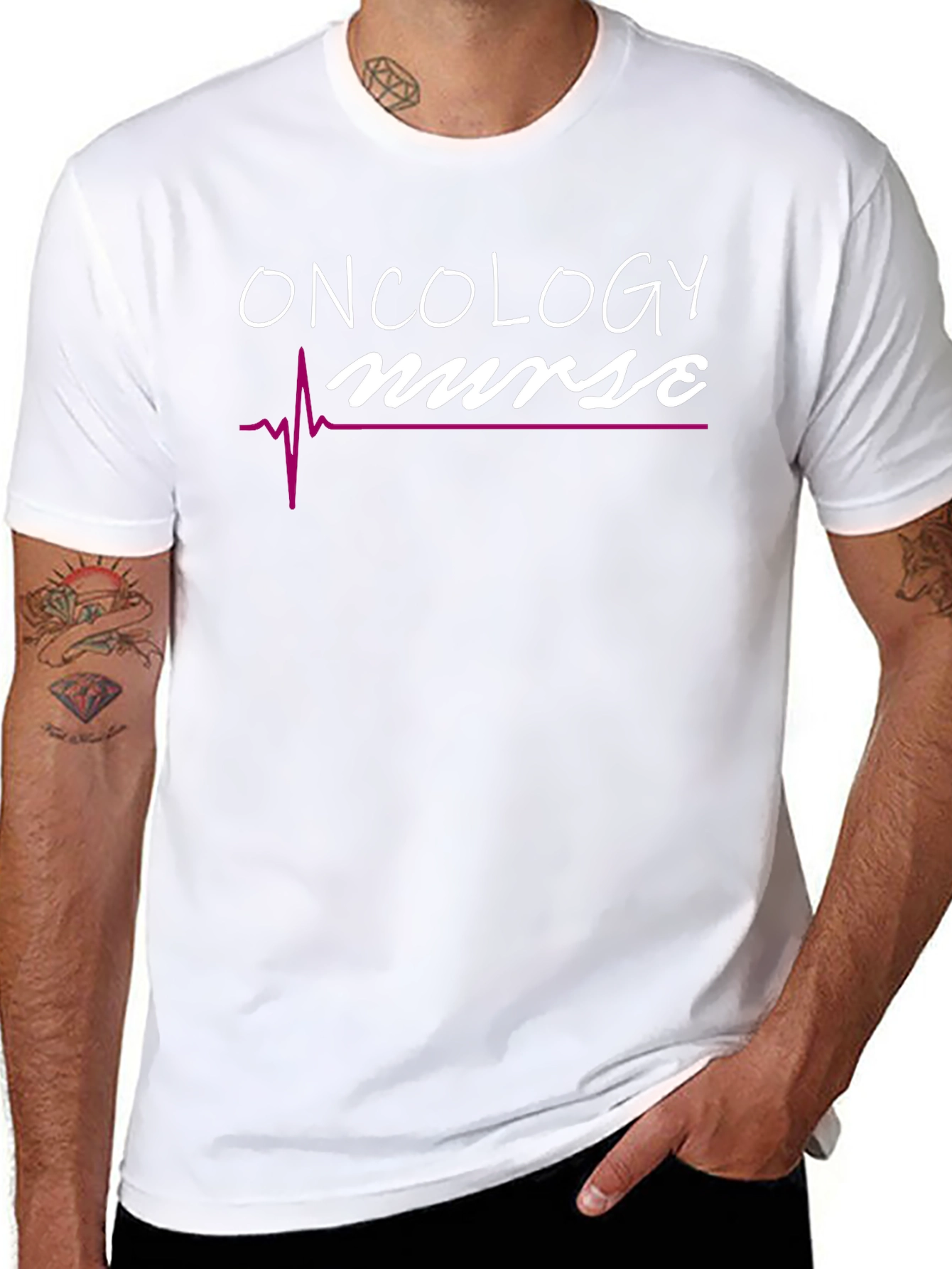 Oncology Nurse T-Shirt - Heartbeat Design