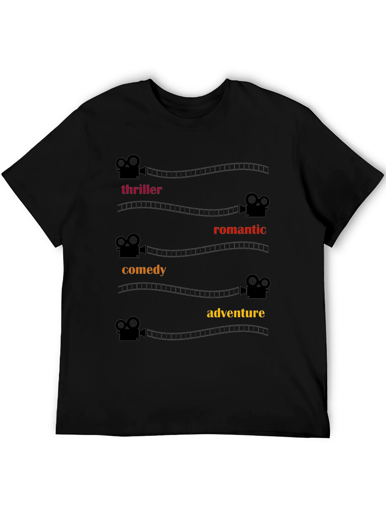 Movie Genre T-Shirt - Thriller Romantic Comedy Adventure