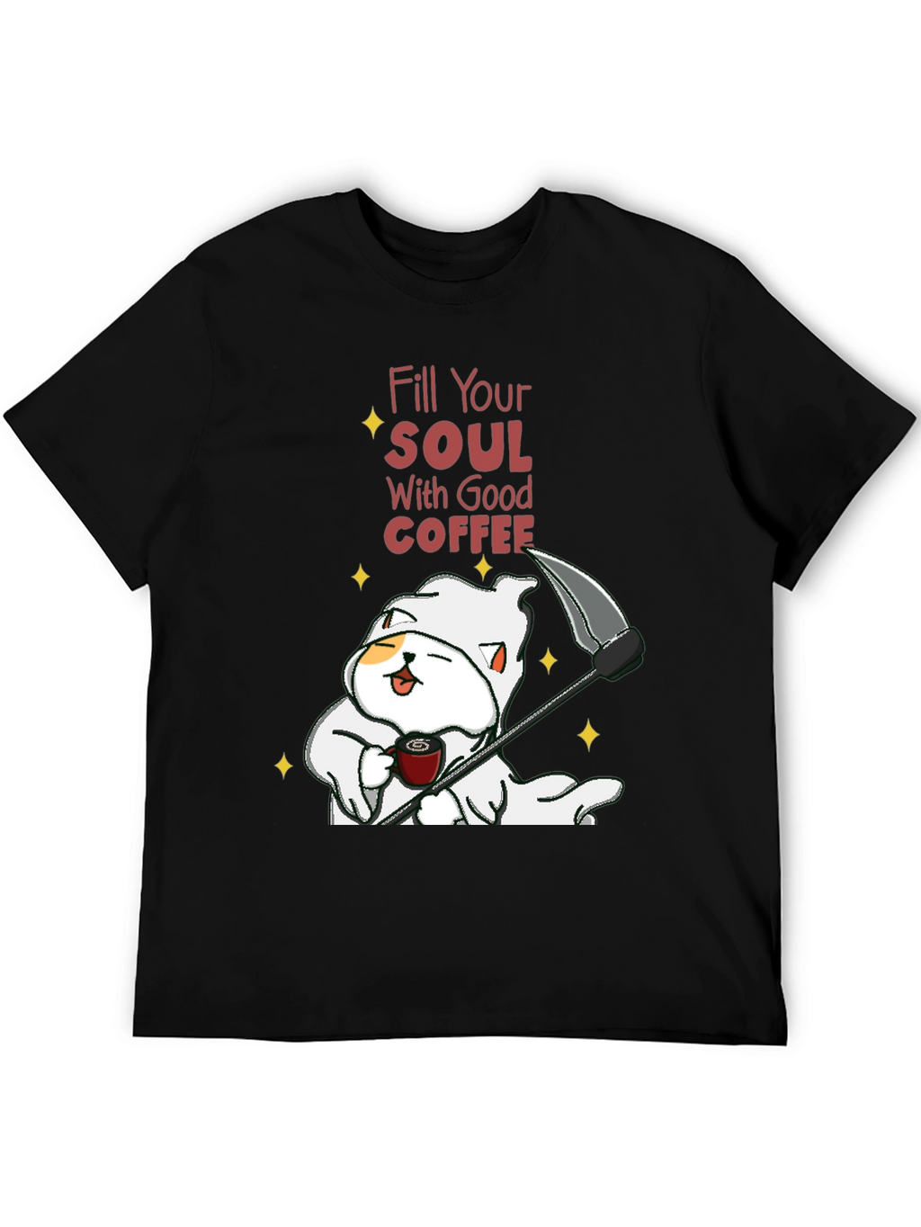 Coffee Cat Grim Reaper T-Shirt