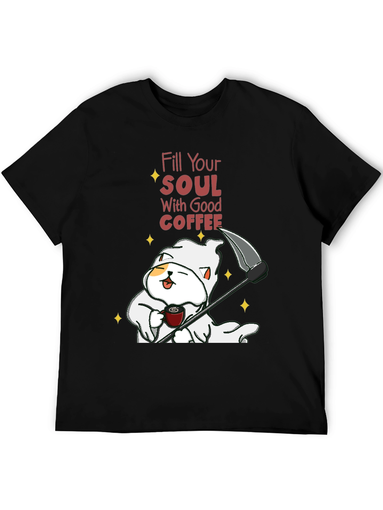 Coffee Cat Grim Reaper T-Shirt