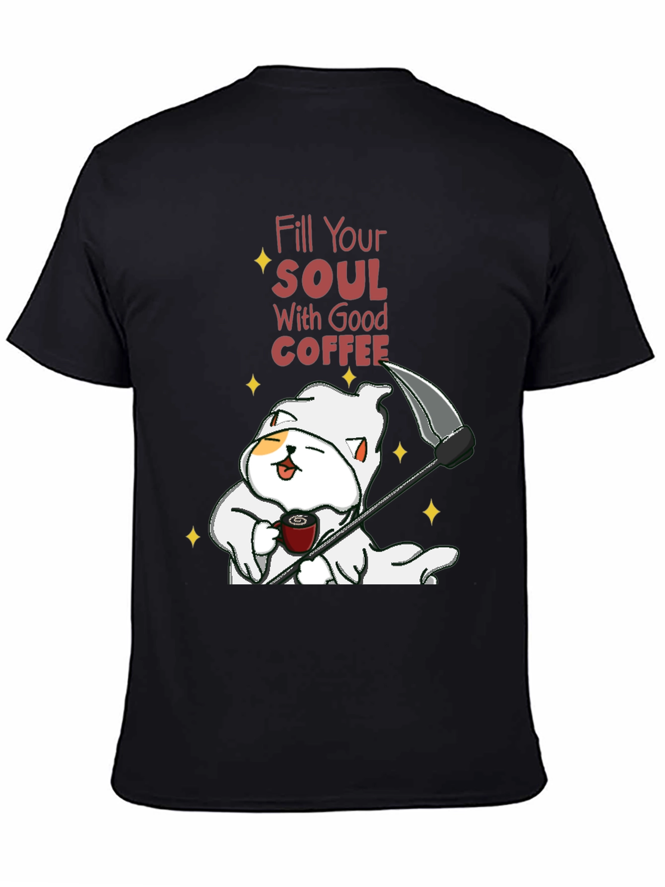 Coffee Cat Grim Reaper T-Shirt