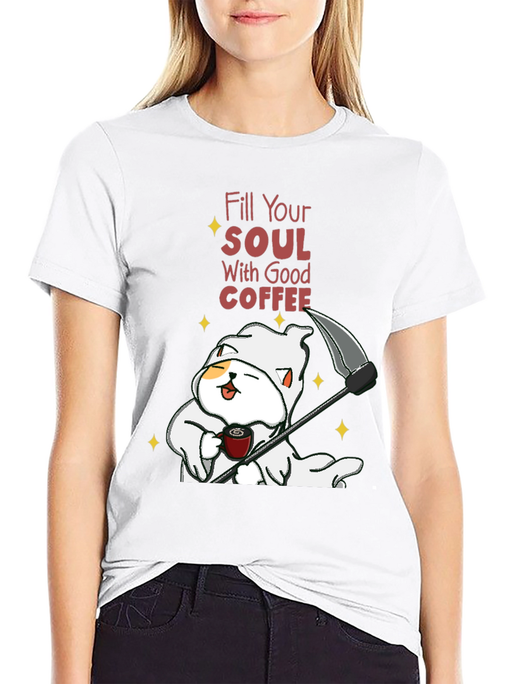 Coffee Cat Grim Reaper T-Shirt