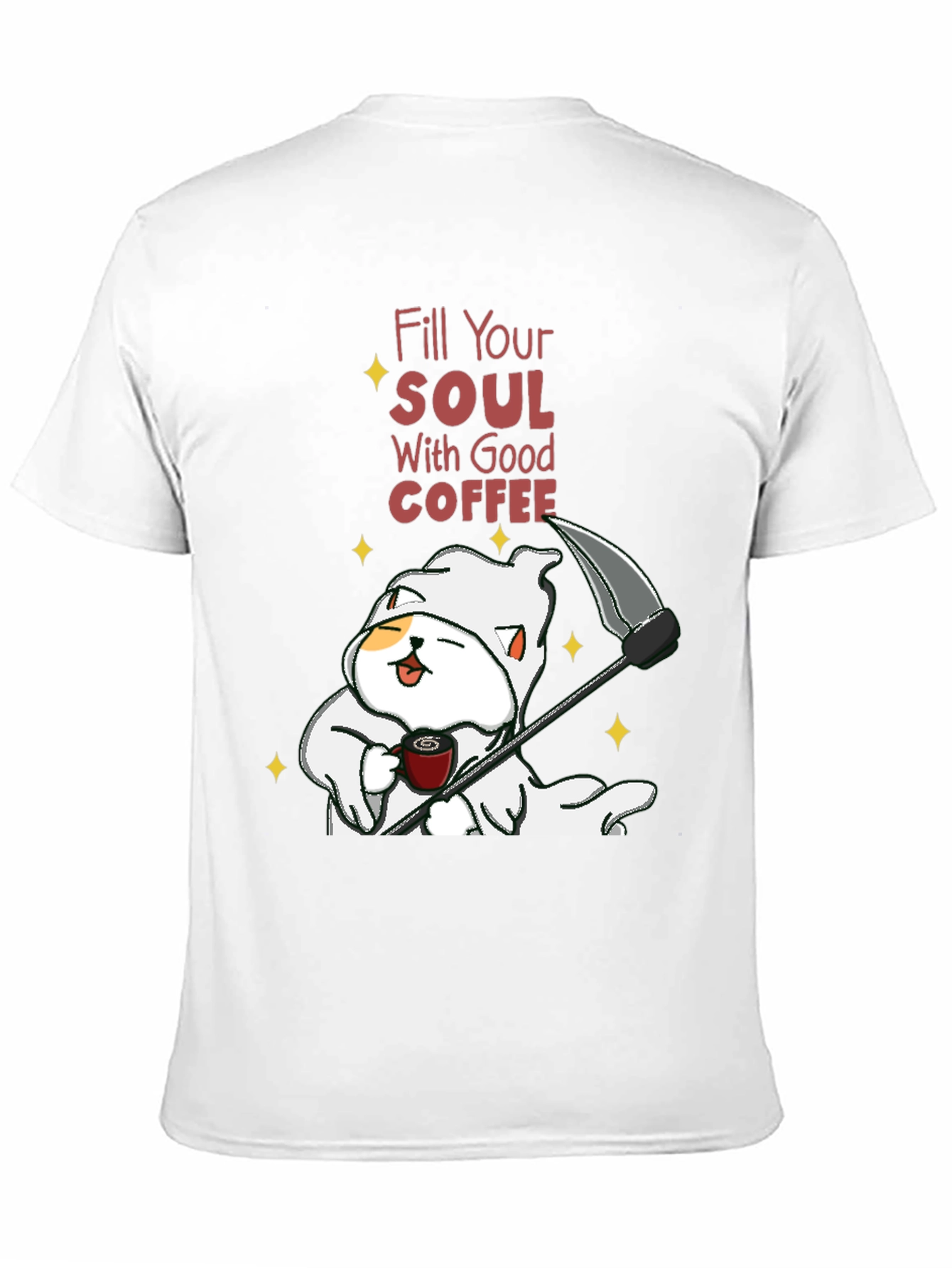 Coffee Cat Grim Reaper T-Shirt