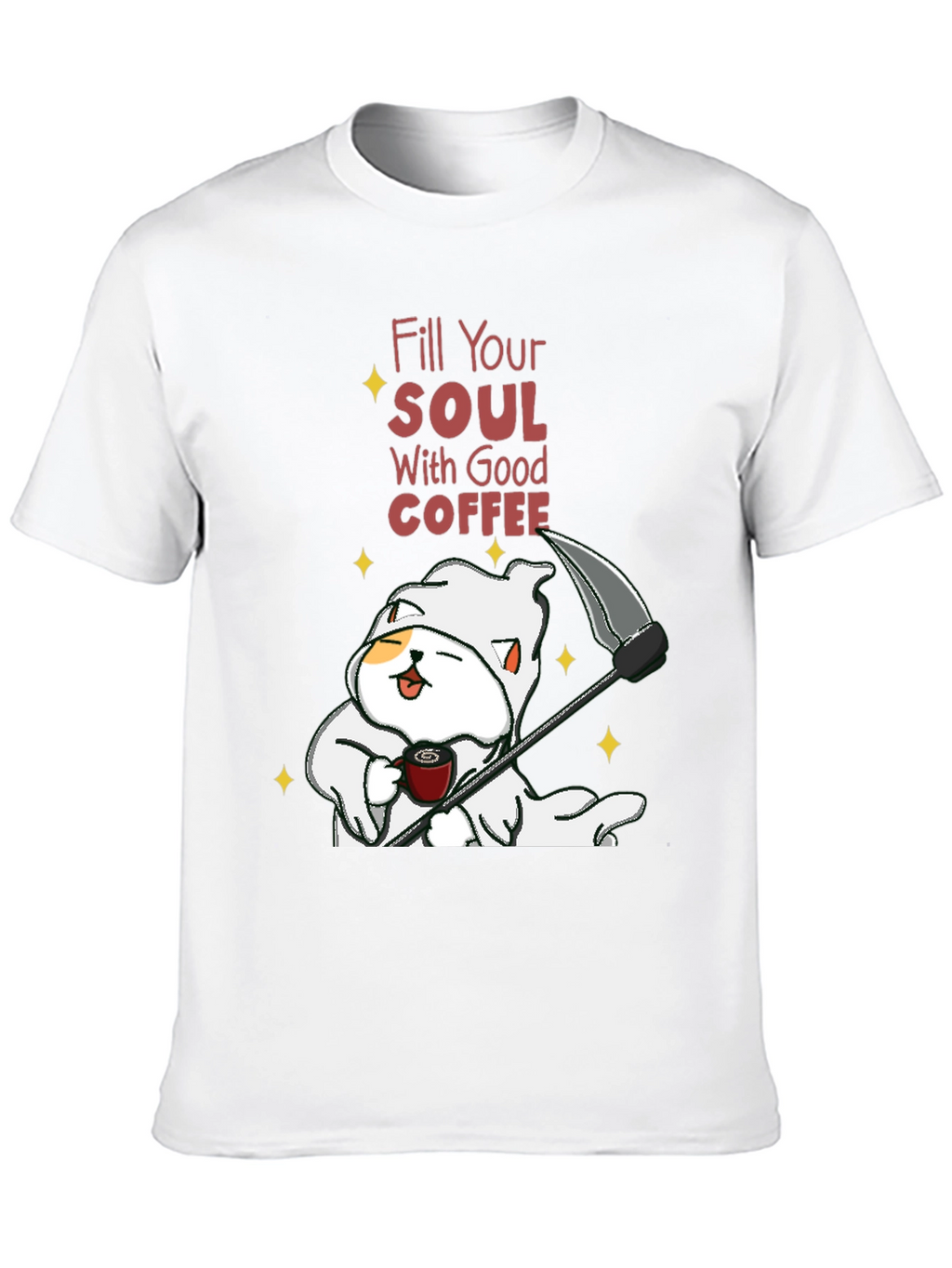Coffee Cat Grim Reaper T-Shirt