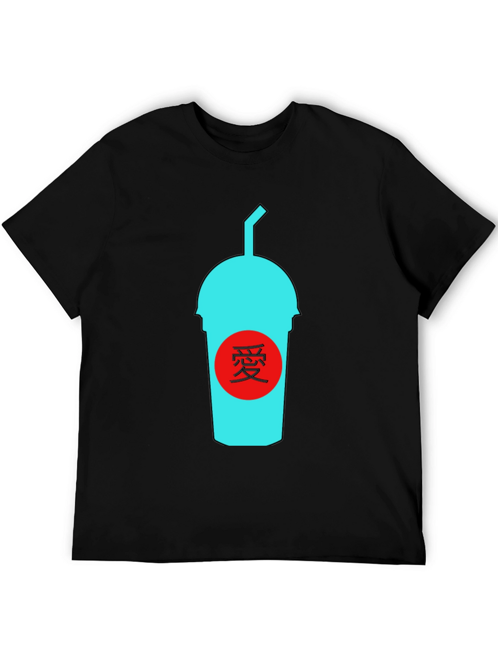 Black T-Shirt with Graphic Drink Design