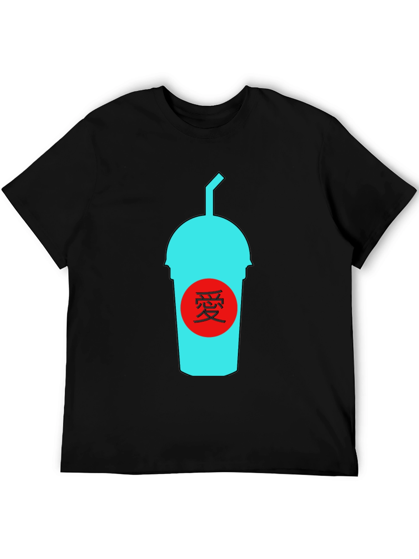 Black T-Shirt with Graphic Drink Design