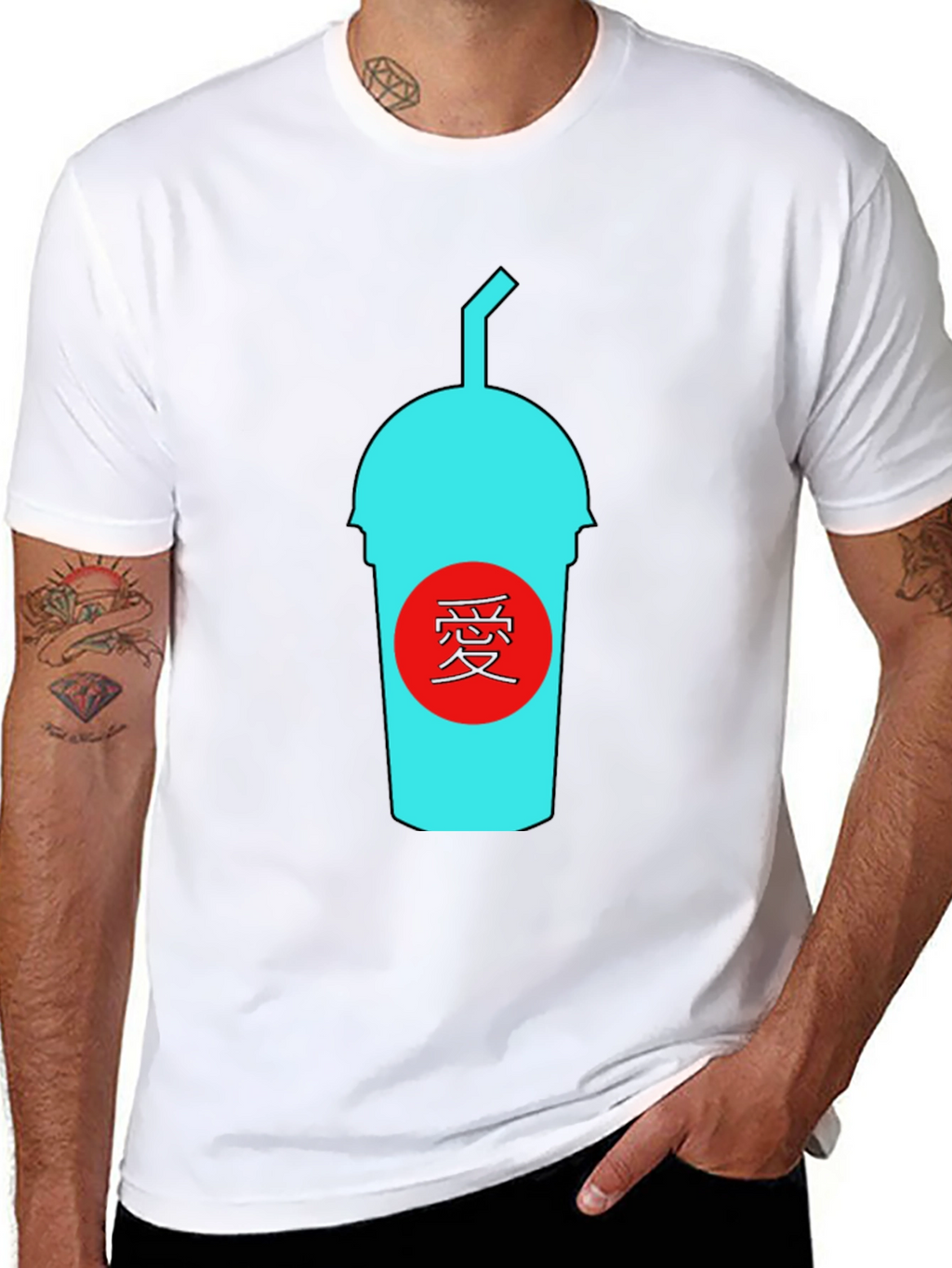 Black T-Shirt with Graphic Drink Design