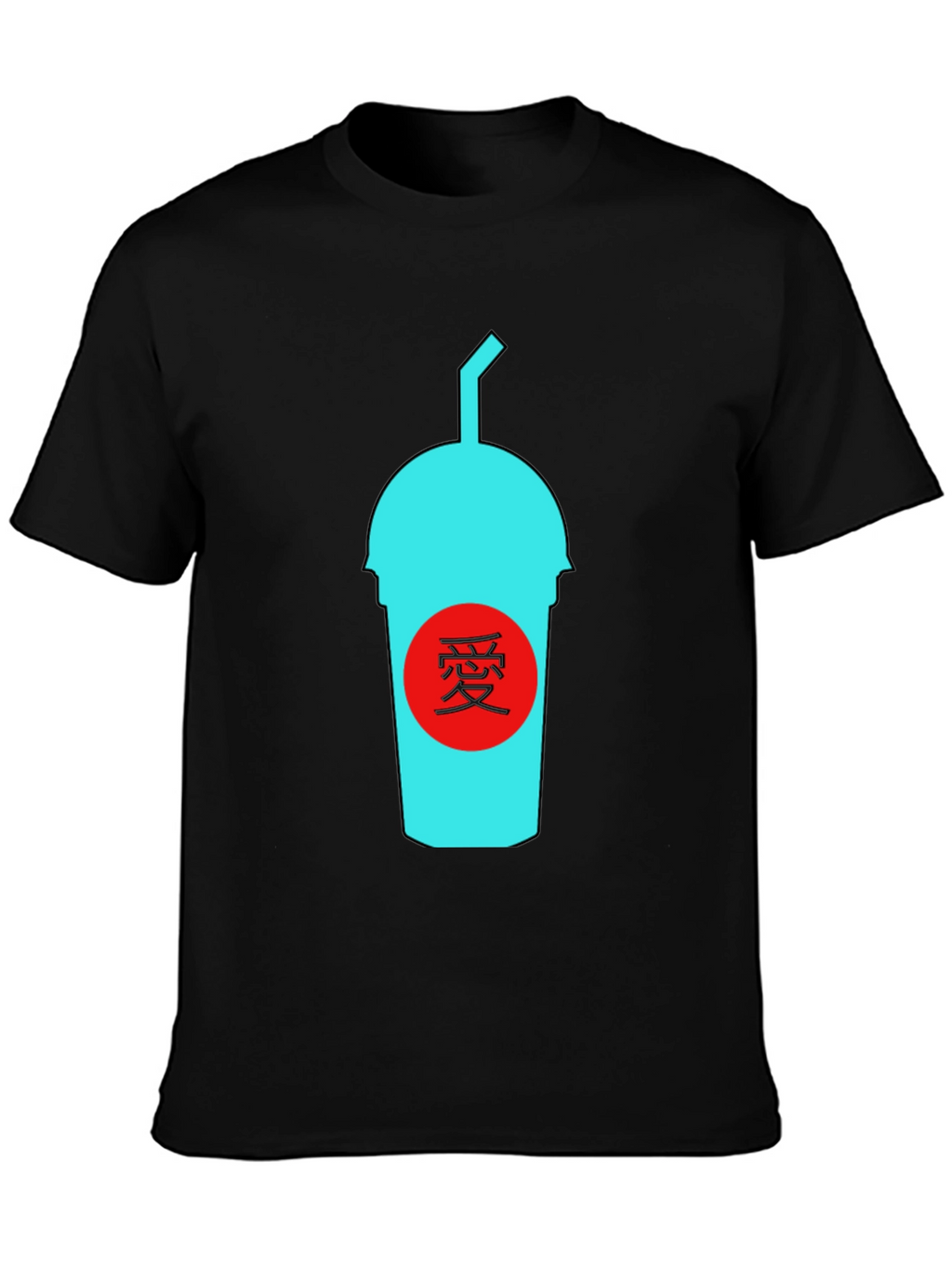 Black T-Shirt with Graphic Drink Design