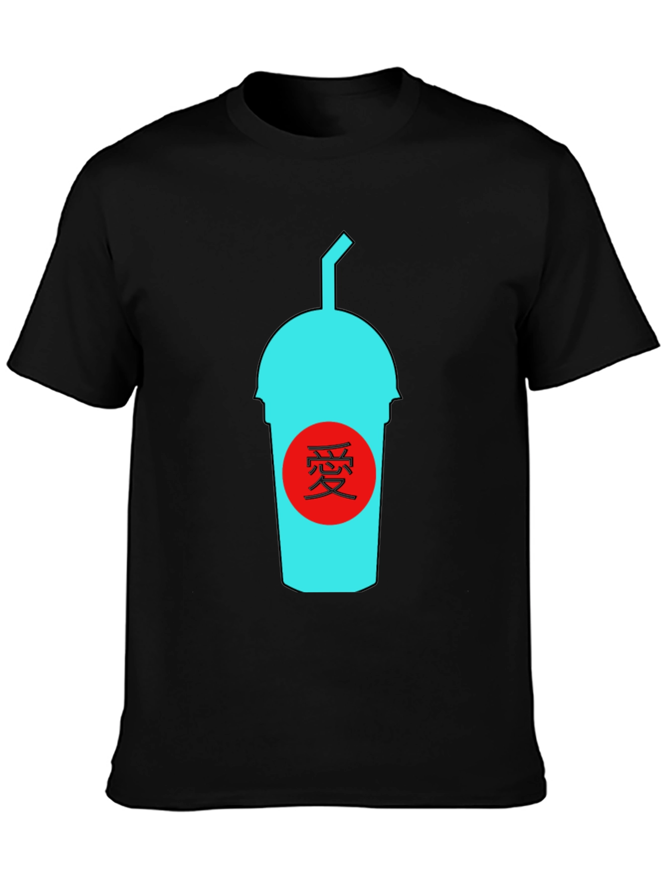 Black T-Shirt with Graphic Drink Design