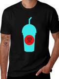 Black T-Shirt with Graphic Drink Design