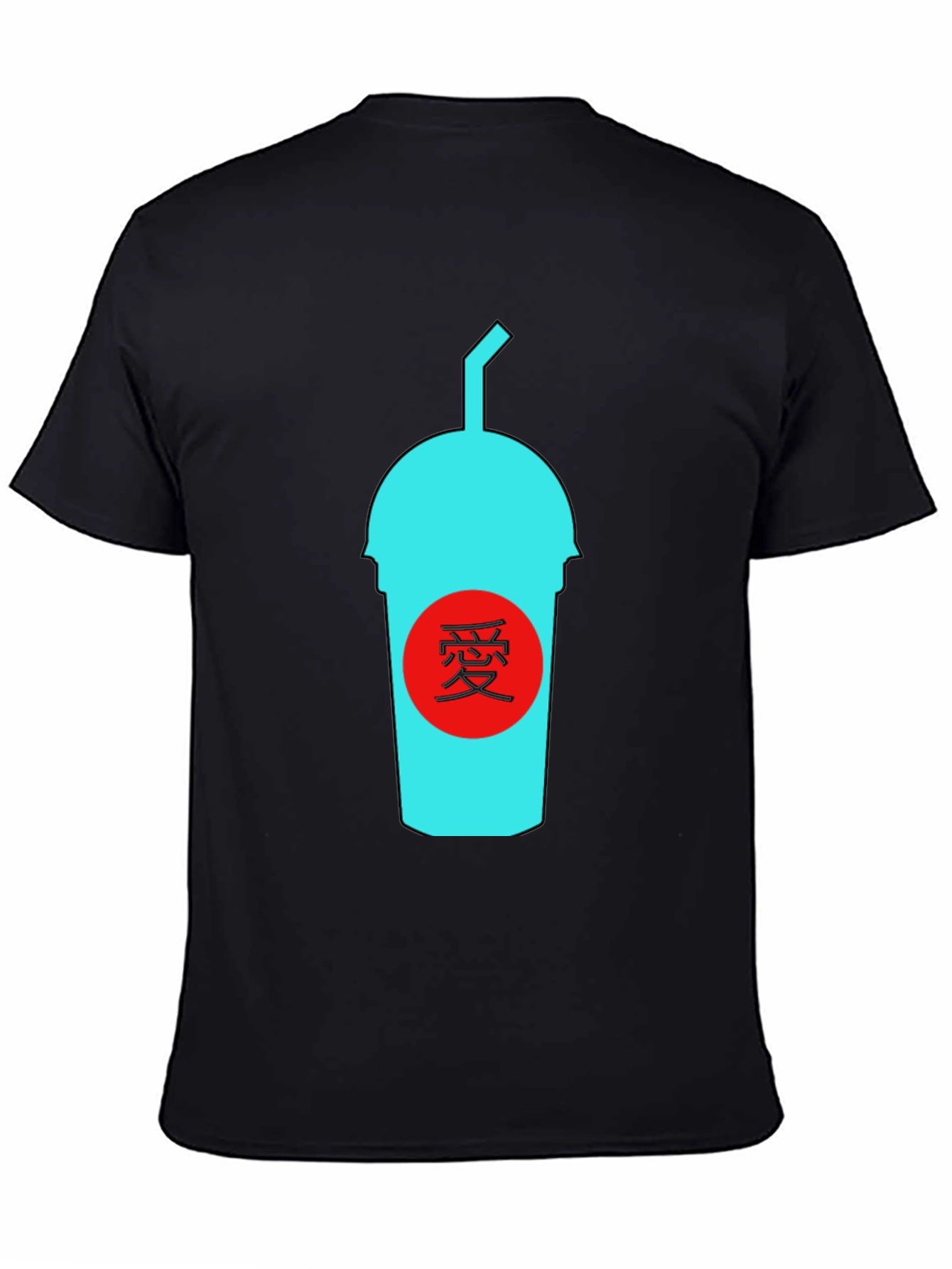 Black T-Shirt with Graphic Drink Design