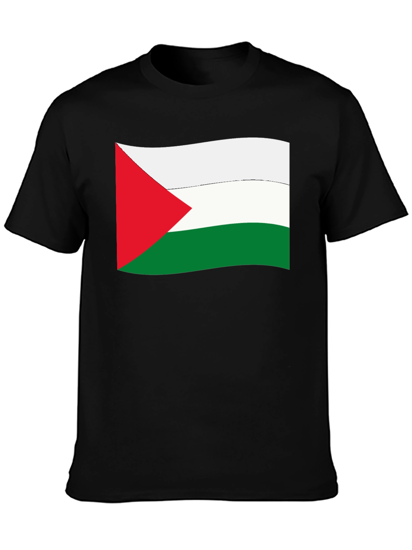 Palestine Flag Graphic Tee - Black Cotton T-Shirt