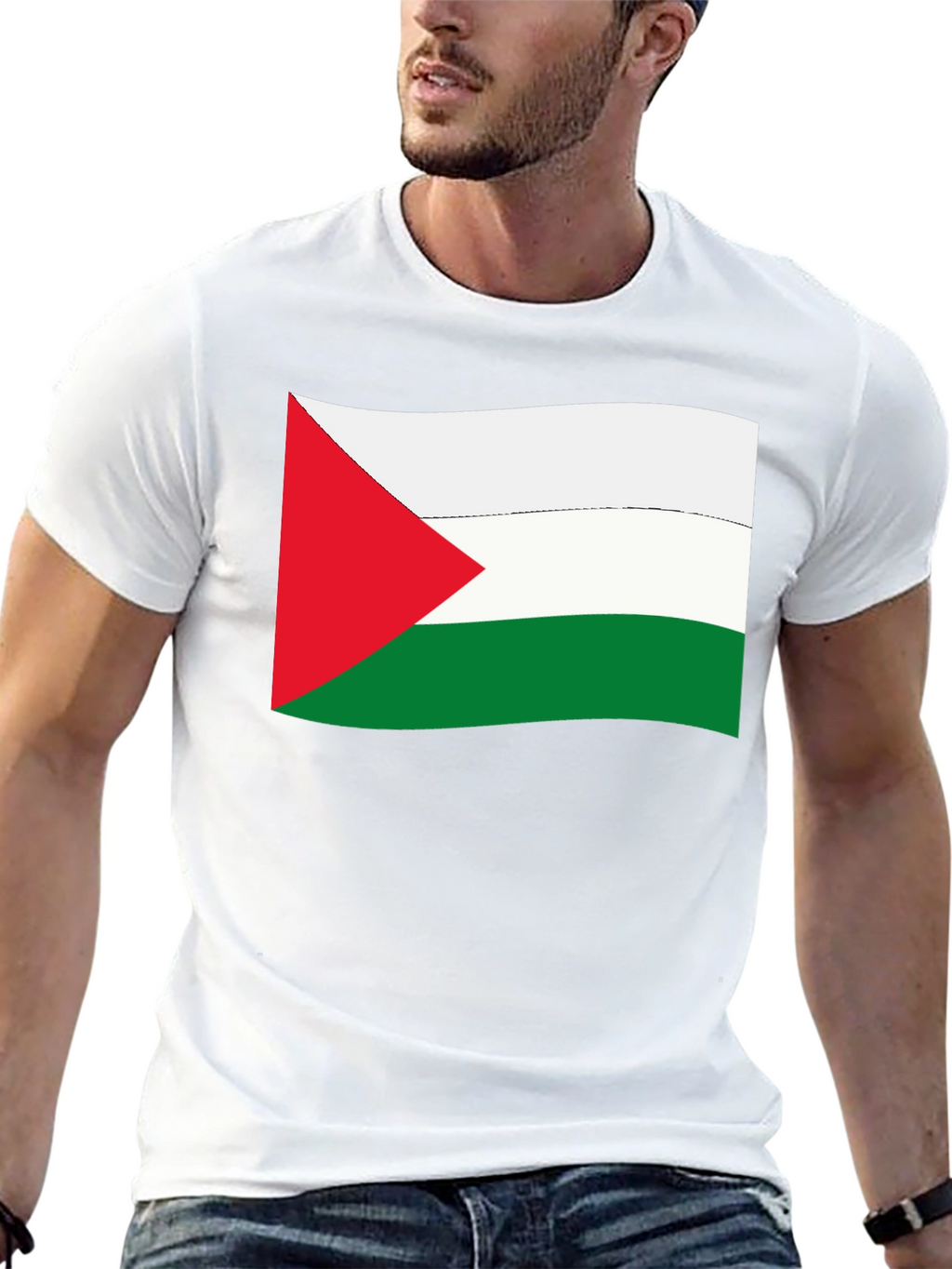 Palestine Flag Graphic Tee - Black Cotton T-Shirt