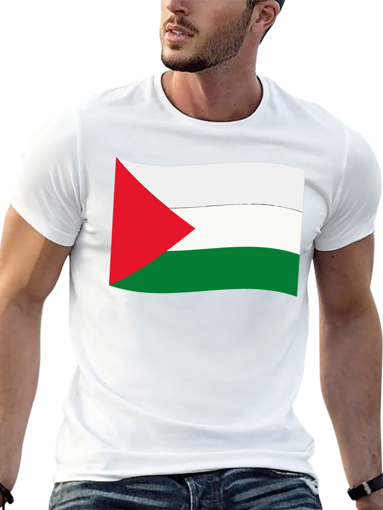 Palestine Flag Graphic Tee - Black Cotton T-Shirt