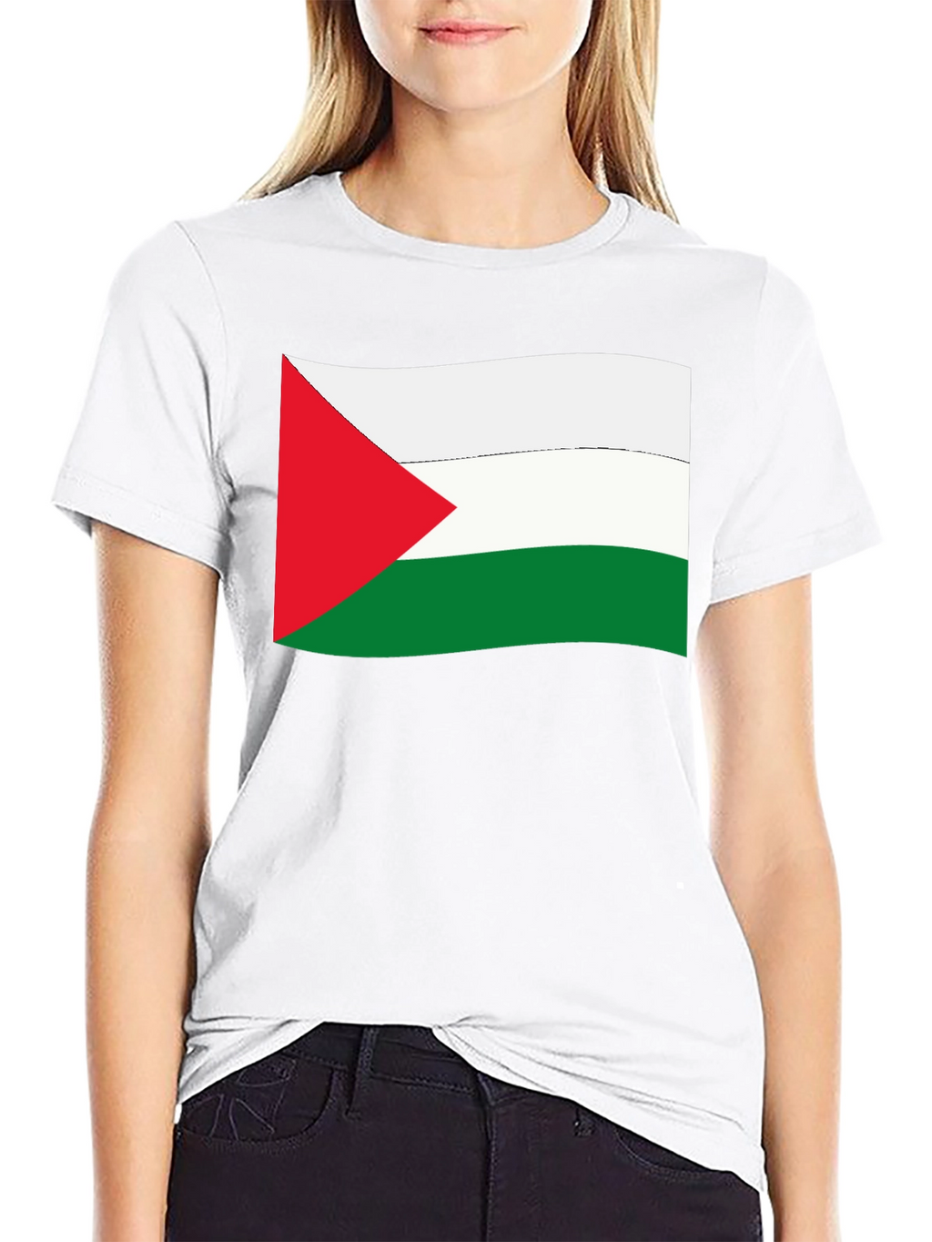 Palestine Flag Graphic Tee - Black Cotton T-Shirt