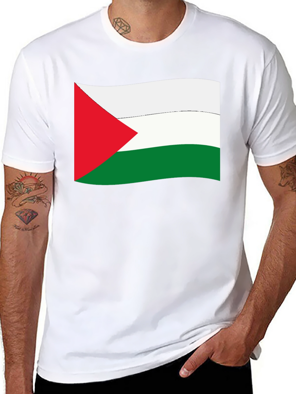 Palestine Flag Graphic Tee - Black Cotton T-Shirt