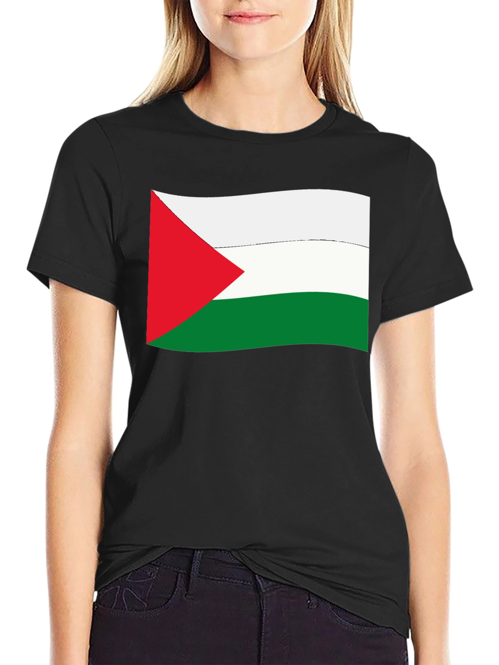 Palestine Flag Graphic Tee - Black Cotton T-Shirt