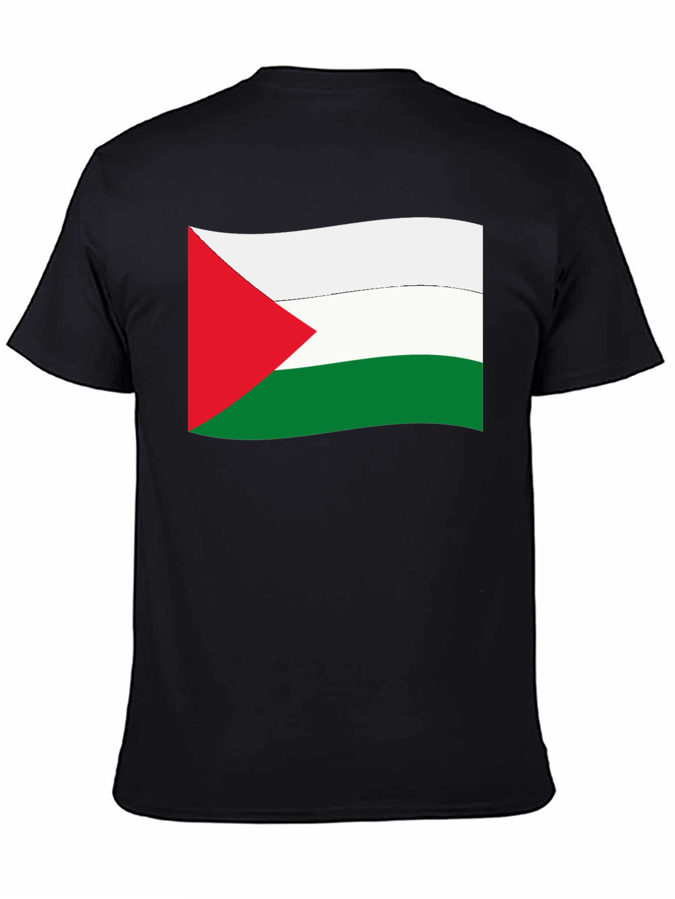 Palestine Flag Graphic Tee - Black Cotton T-Shirt