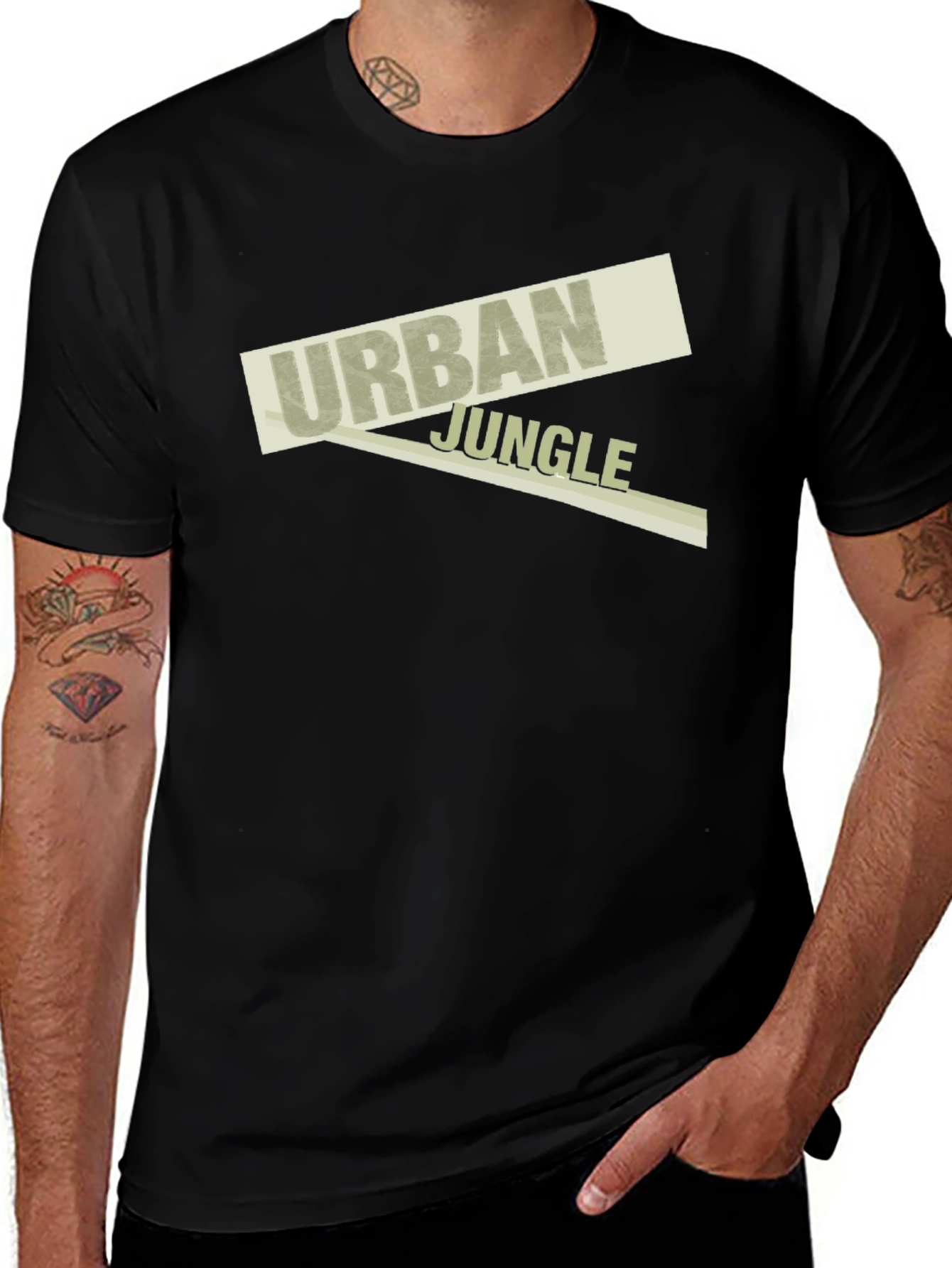 Urban Jungle Graphic Tee - Soft Black Cotton T-Shirt