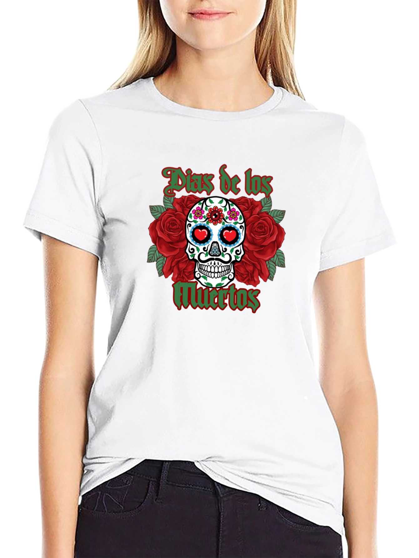 Dia de los Muertos Skull & Roses Graphic T-Shirt